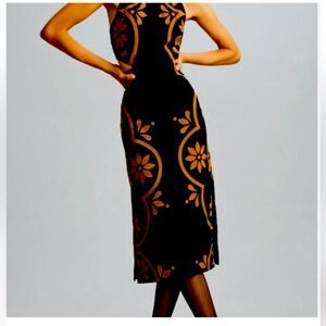 BY ANTHROPOLOGIE HALTER APPLIQUÉ MIDI DRESS worn once